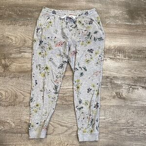 Anthropologie Saturday Sunday Medium Floral Gray Jogger Pants